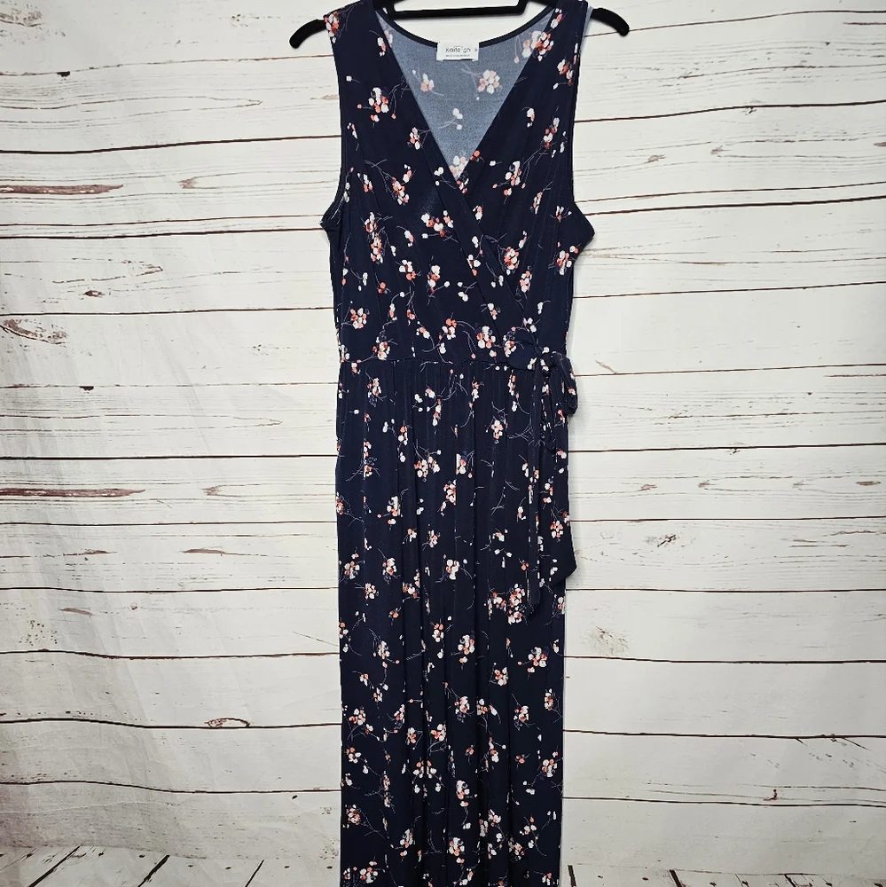 Kaileigh Floral Faux Wrap Wide Leg Jumpsuit - Picture 3 of 16